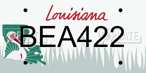 BEA422 Louisiana License Plate
