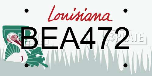 BEA472 Louisiana License Plate
