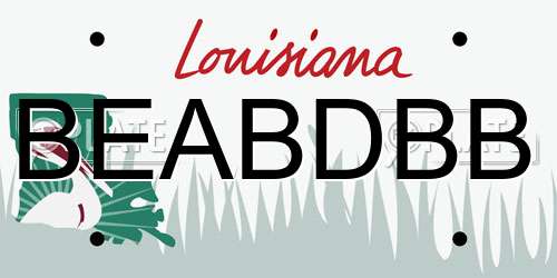 BEABDBB Louisiana License Plate