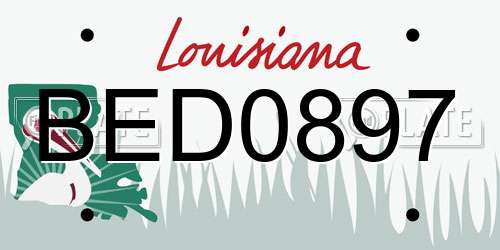 BED0897 Louisiana License Plate