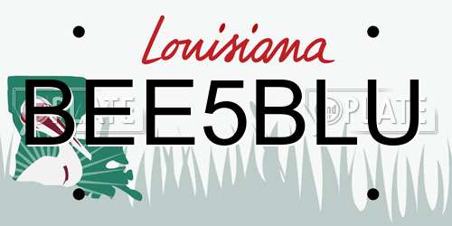 BEE5BLU Louisiana License Plate