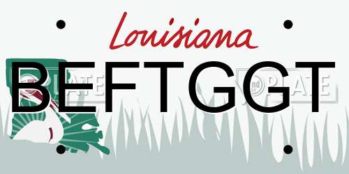BEFTGGT Louisiana License Plate