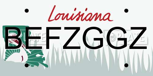 BEFZGGZ Louisiana License Plate