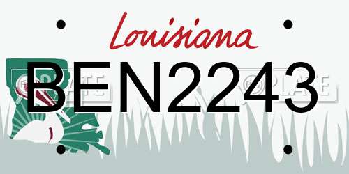 BEN2243 Louisiana License Plate