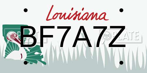 BF7A7Z Louisiana License Plate