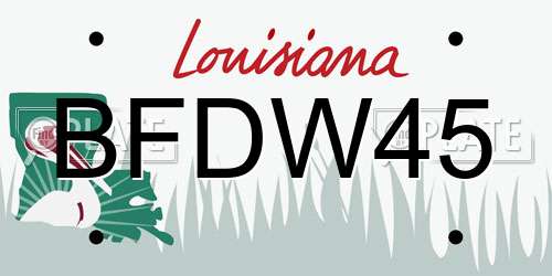BFDW45 Louisiana License Plate