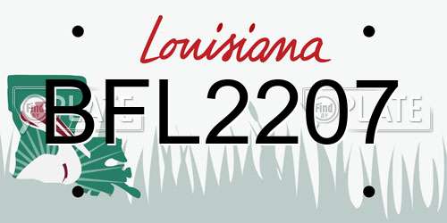 BFL2207 Louisiana License Plate