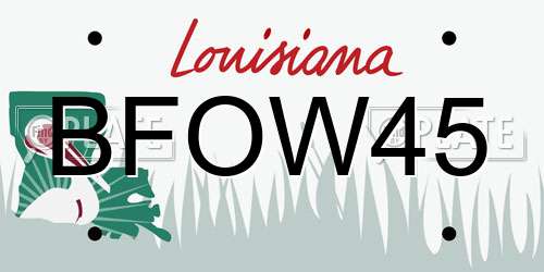 BFOW45 Louisiana License Plate