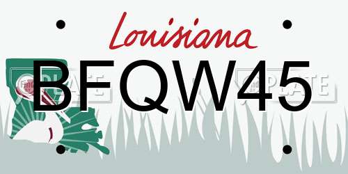 BFQW45 Louisiana License Plate