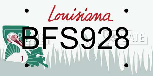 BFS928 Louisiana License Plate