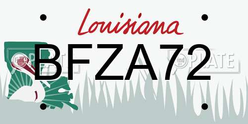 BFZA72 Louisiana License Plate