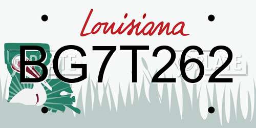 BG7T262 Louisiana License Plate