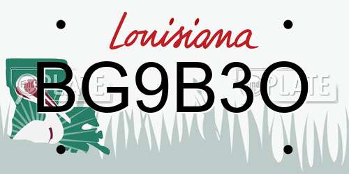BG9B3O Louisiana License Plate