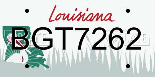 BGT7262 Louisiana License Plate