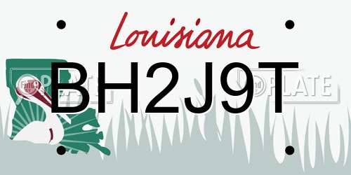 BH2J9T Louisiana License Plate