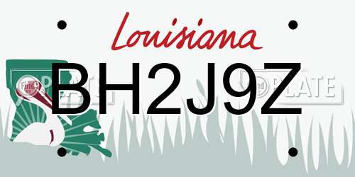 BH2J9Z Louisiana License Plate