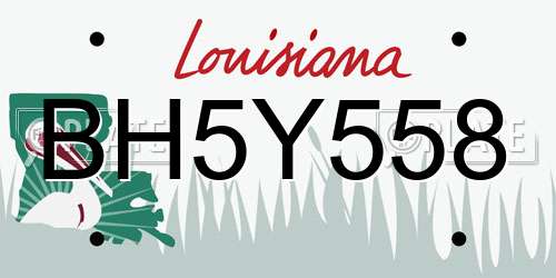 BH5Y558 Louisiana License Plate