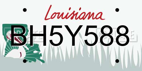 BH5Y588 Louisiana License Plate