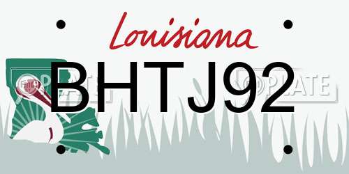 BHTJ92 Louisiana License Plate