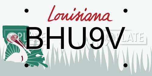 BHU9V Louisiana License Plate