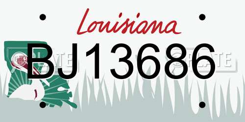BJ13686 Louisiana License Plate