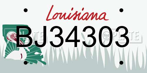 BJ34303 Louisiana License Plate