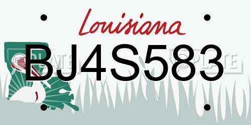 BJ4S583 Louisiana License Plate