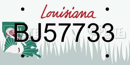 BJ57733 Louisiana License Plate