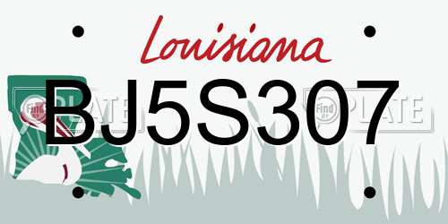 BJ5S307 Louisiana License Plate