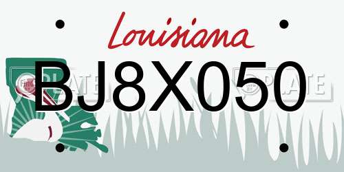 BJ8X050 Louisiana License Plate
