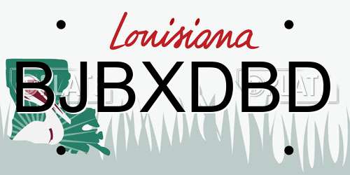 BJBXDBD Louisiana License Plate
