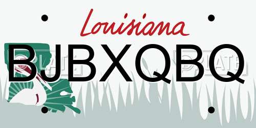BJBXQBQ Louisiana License Plate