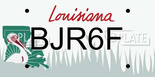 BJR6F Louisiana License Plate