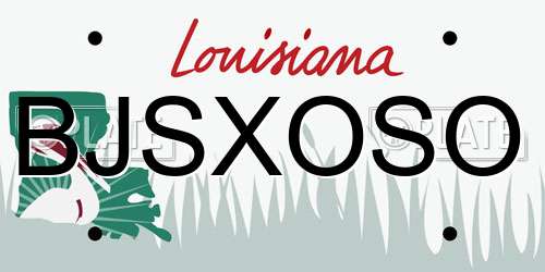 BJSXOSO Louisiana License Plate