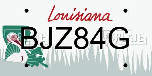 BJZ84G Louisiana License Plate