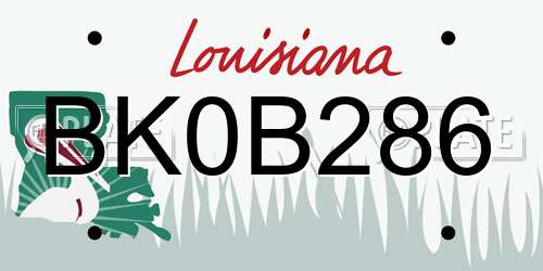 BK0B286 Louisiana License Plate