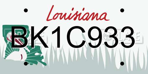 BK1C933 Louisiana License Plate