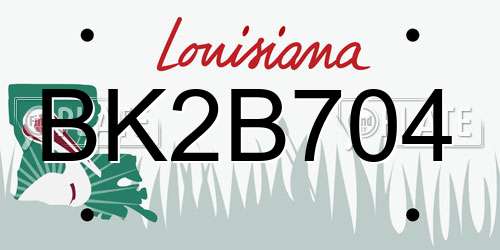 BK2B704 Louisiana License Plate
