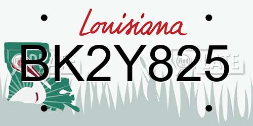 BK2Y825 Louisiana License Plate