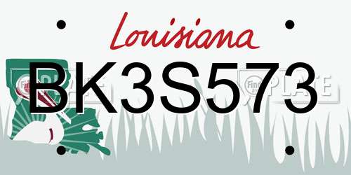 BK3S573 Louisiana License Plate
