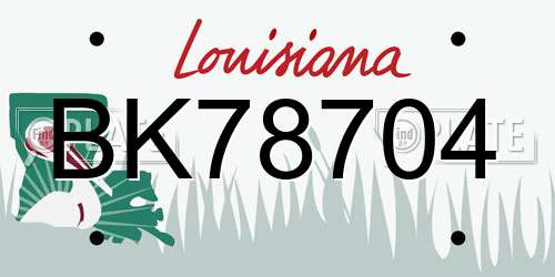BK78704 Louisiana License Plate