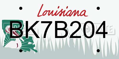 BK7B204 Louisiana License Plate