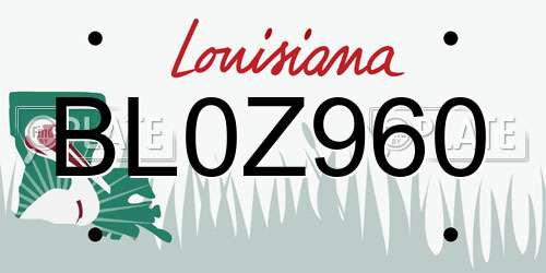 BL0Z960 Louisiana License Plate