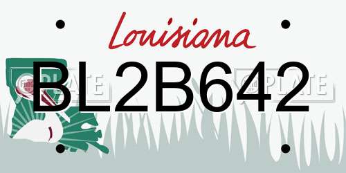 BL2B642 Louisiana License Plate