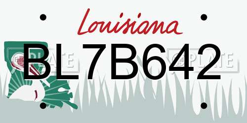 BL7B642 Louisiana License Plate