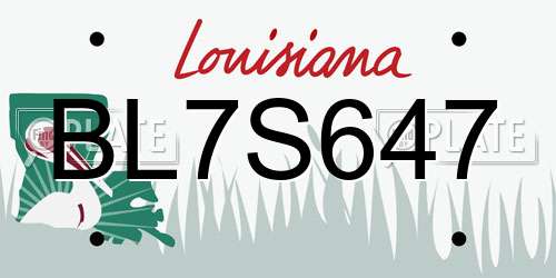 BL7S647 Louisiana License Plate