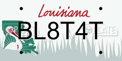 BL8T4T Louisiana License Plate