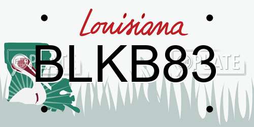 BLKB83 Louisiana License Plate