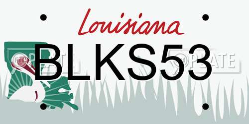 BLKS53 Louisiana License Plate