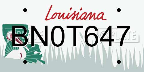 BN0T647 Louisiana License Plate